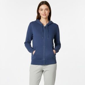 UNIQLO 100% Cotton Women’s Blue Full Zip Hoodie Kangaroo Pockets US Sz L